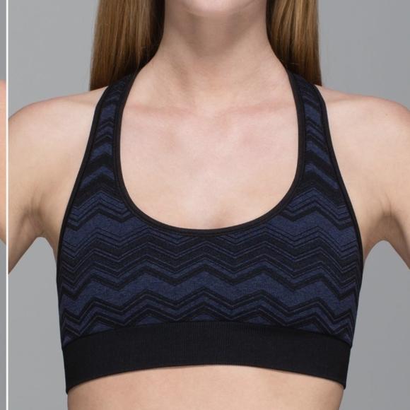 Lululemon Ebb & Flow Racerback Bra Reversible Heathered Deep Navy - Picture 1 of 10